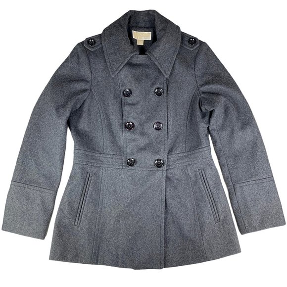 Michael Kors Charcoal Double-Breasted Wool Peacoat - Picture 5 of 11